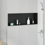 vidaXL Nisă de Duș Negru 90 x 30 x 9.5 cm Oţel inoxidabil