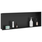 vidaXL Nisă de Duș Negru 90 x 30 x 9.5 cm Oţel inoxidabil