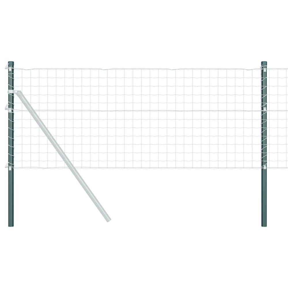 vidaXL Stâlpi de Gard 2 pcs Verde 100 cm Oțel vopsit în pulbere