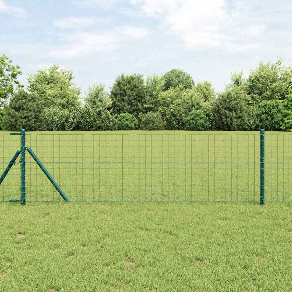 vidaXL Stâlpi de Gard 2 pcs Verde 100 cm Oțel vopsit în pulbere