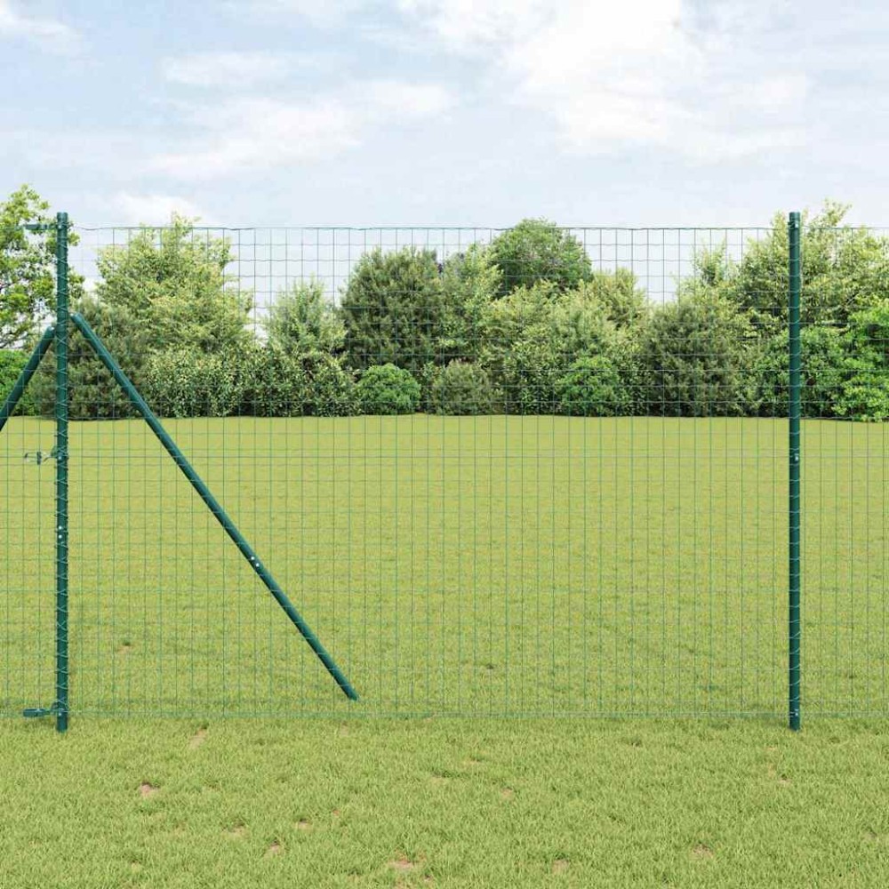 vidaXL Stâlpi de Gard 2 pcs Verde 210 cm Oțel vopsit în pulbere