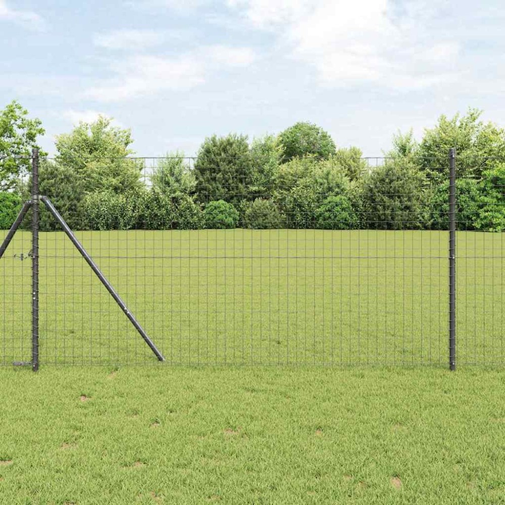 vidaXL Stâlpi de Gard 2 pcs Gri 140 cm Oțel vopsit în pulbere