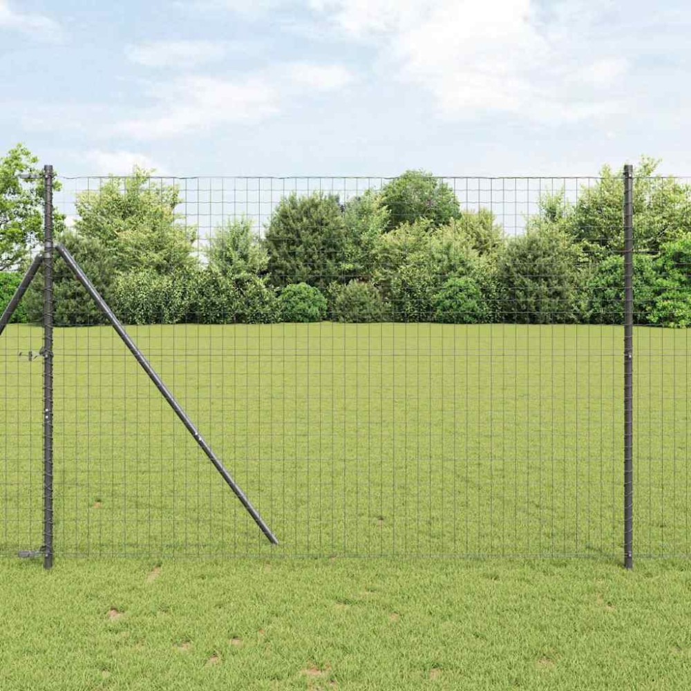 vidaXL Stâlpi de Gard 2 pcs Gri 210 cm Oțel vopsit în pulbere