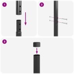 vidaXL Stâlpi de Gard 2 pcs Gri 210 cm Oțel vopsit în pulbere