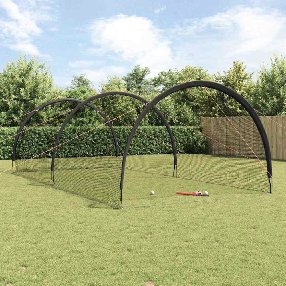 vidaXL Baseball și Softball Negru 702 x 369,5 x 243,5 cm Poliester