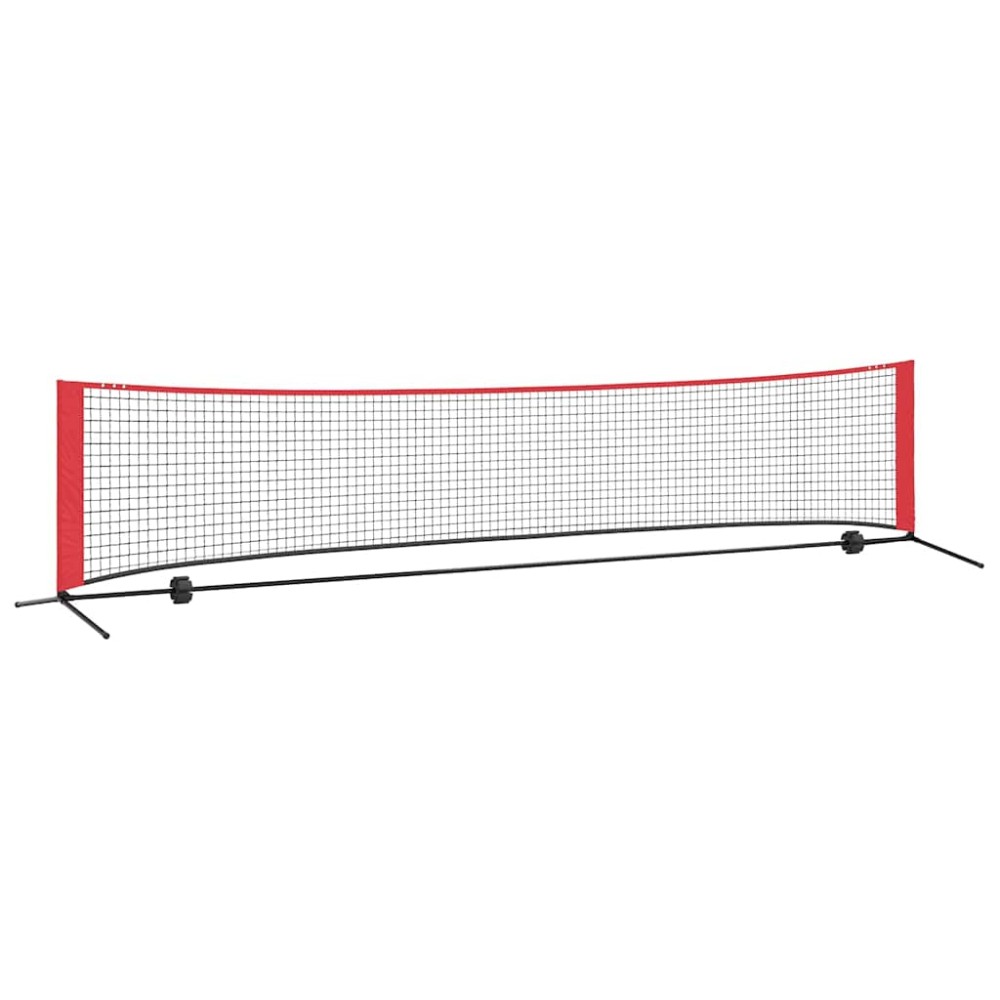 vidaXL Rețea de tenis Manual Negru și roșu 396 x 92 x 87 cm Poliester