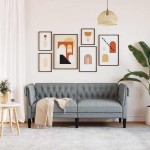 vidaXL Canapea Chesterfield Altele Gri deschis 182.5 x 74.5 x 74.5 cm