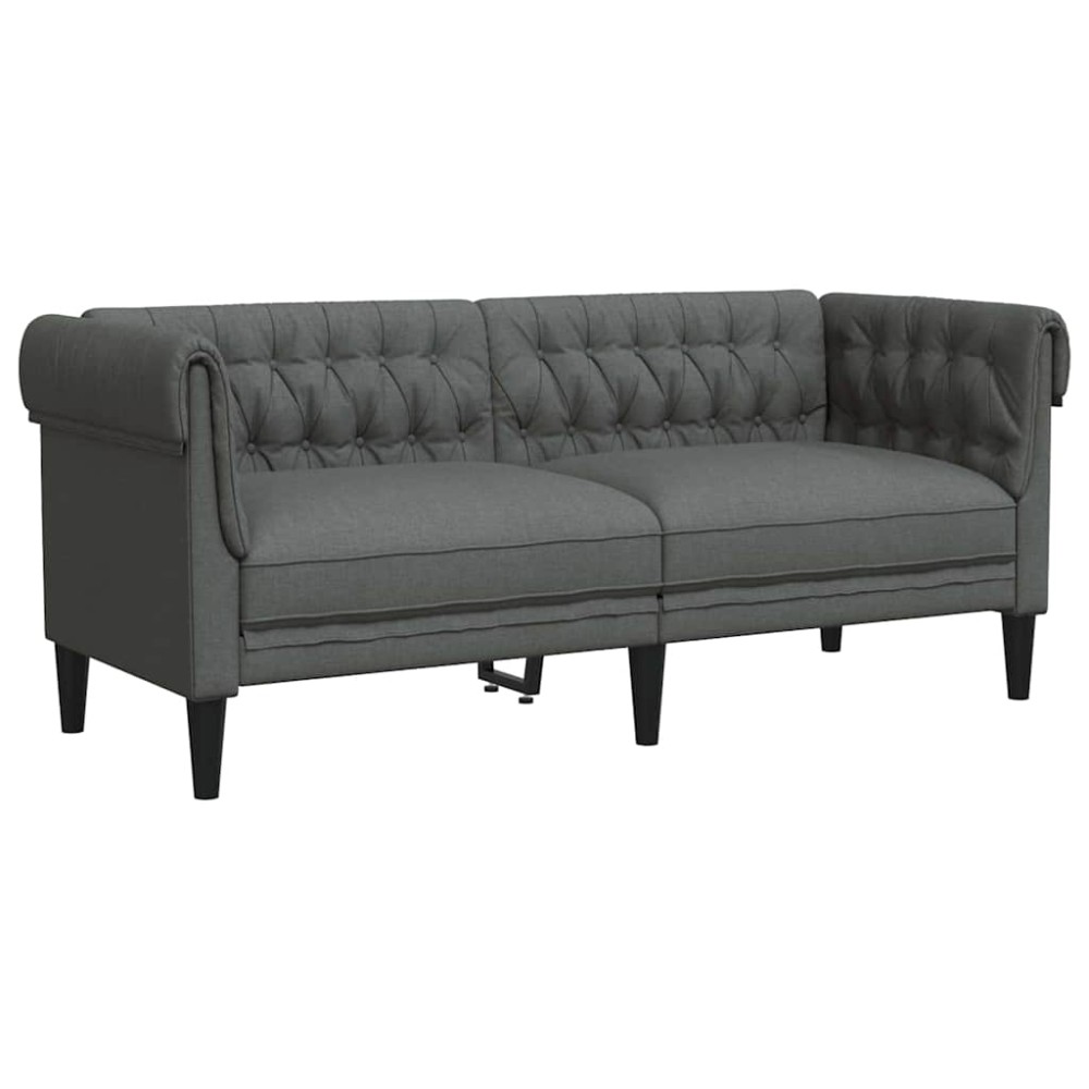 vidaXL Canapea Chesterfield Gri închis 182.5 x 74.5 x 74.5 cm țesătură