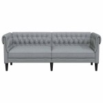 vidaXL Canapea Chesterfield Altele Gri deschis 201.5 x 74.5 x 74.5 cm