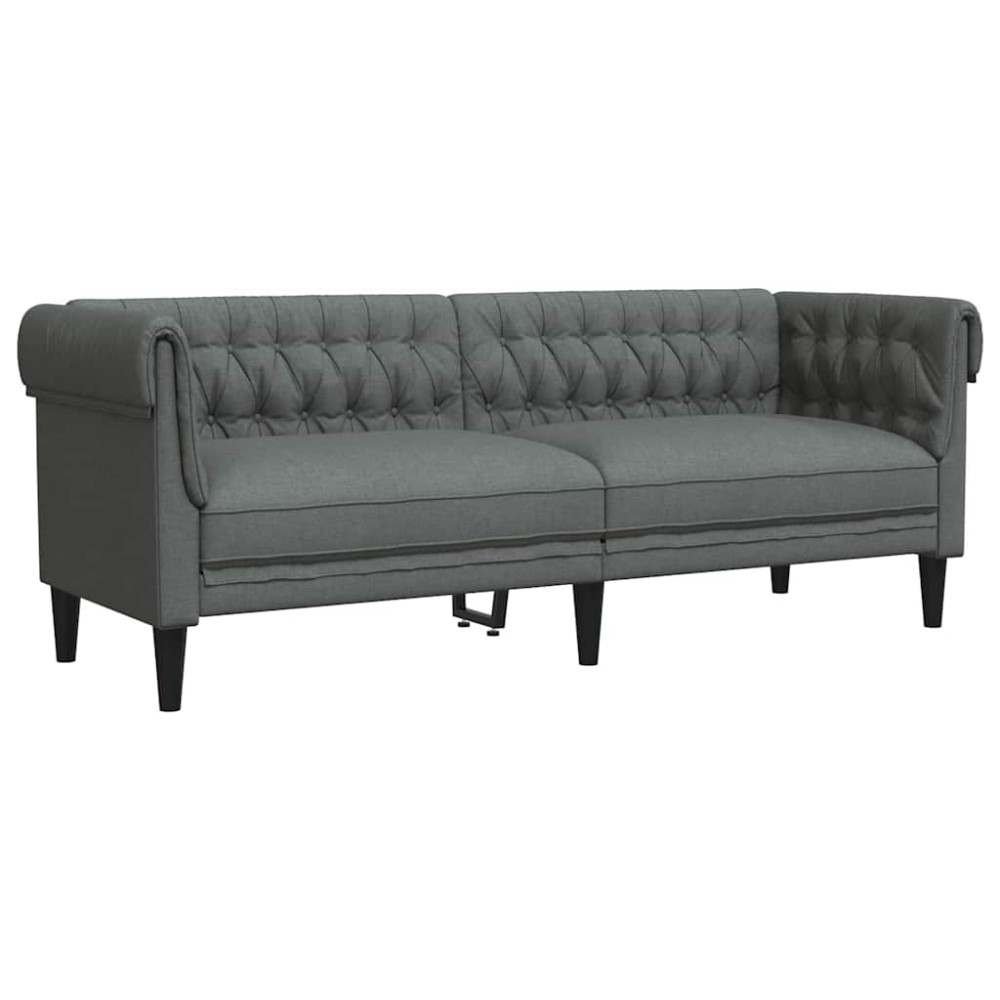 vidaXL Canapea Chesterfield Gri închis 201.5 x 74.5 x 74.5 cm țesătură