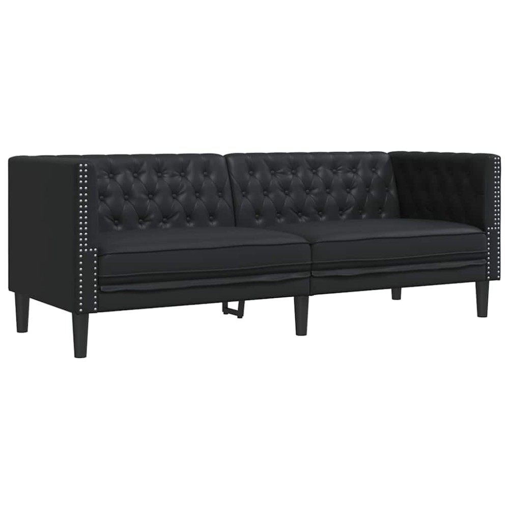 vidaXL Canapea Chesterfield Argyle Negru 194 x 74.5 x 70.5 cm