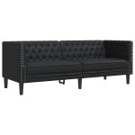 vidaXL Canapea Chesterfield Argyle Negru 194 x 74.5 x 70.5 cm