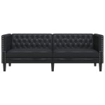 vidaXL Canapea Chesterfield Argyle Negru 194 x 74.5 x 70.5 cm