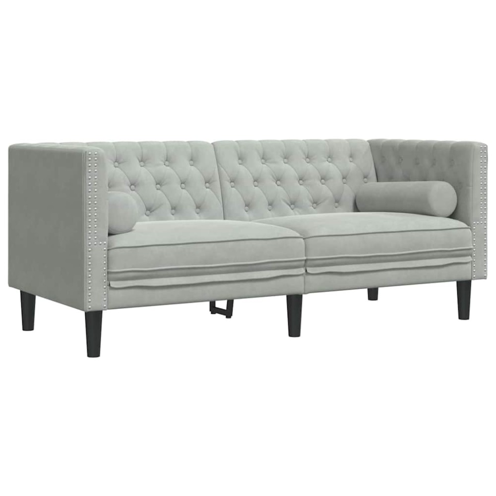 vidaXL Canapea Chesterfield Gri deschis 174 x 74.5 x 70.5 cm Catifea