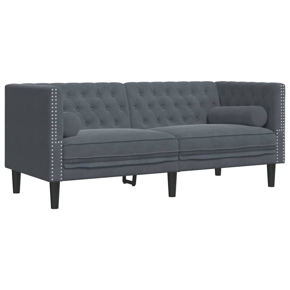 vidaXL Canapea Chesterfield Gri închis 174 x 74.5 x 70.5 cm Catifea