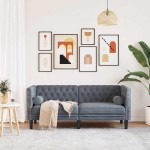 vidaXL Canapea Chesterfield Gri închis 174 x 74.5 x 70.5 cm Catifea