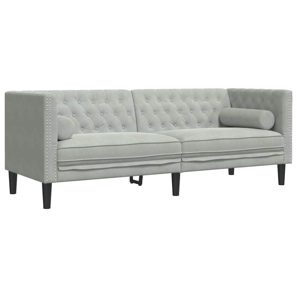 vidaXL Canapea Chesterfield Gri deschis 194 x 74.5 x 70.5 cm Catifea