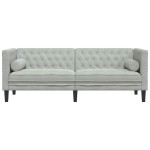 vidaXL Canapea Chesterfield Gri deschis 194 x 74.5 x 70.5 cm Catifea