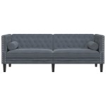 vidaXL Canapea Chesterfield Gri închis 194 x 74.5 x 70.5 cm Catifea