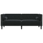 vidaXL Canapea Chesterfield Altele Negru 194 x 74.5 x 70.5 cm Catifea