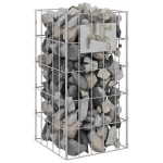 vidaXL Coloană Gabion Argintiu 25 x 25 x 50 cm Oţel inoxidabil