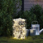 vidaXL Coloană Gabion Argintiu 25 x 25 x 50 cm Oţel inoxidabil