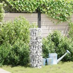 vidaXL Coloană Gabion Argintiu 25 x 25 x 100 cm Oţel inoxidabil