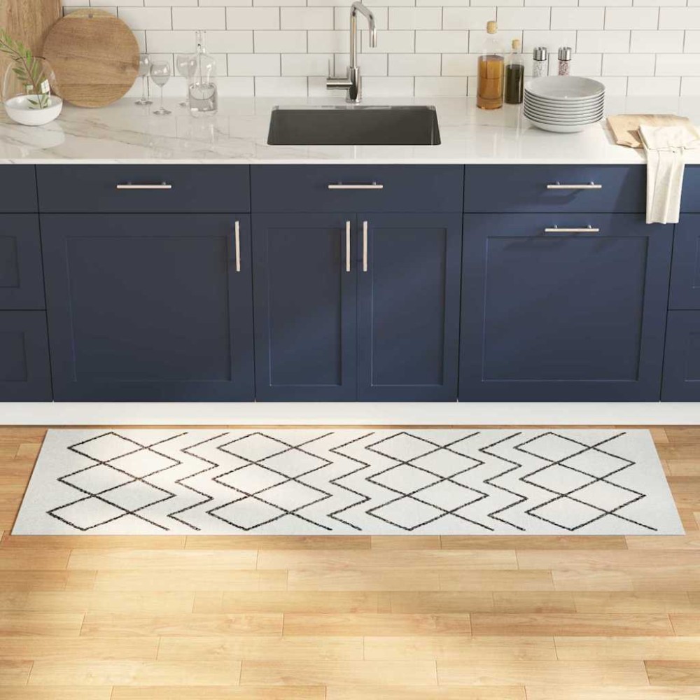 vidaXL Covor de bucătărie Alb 180 x 60 cm Catifea