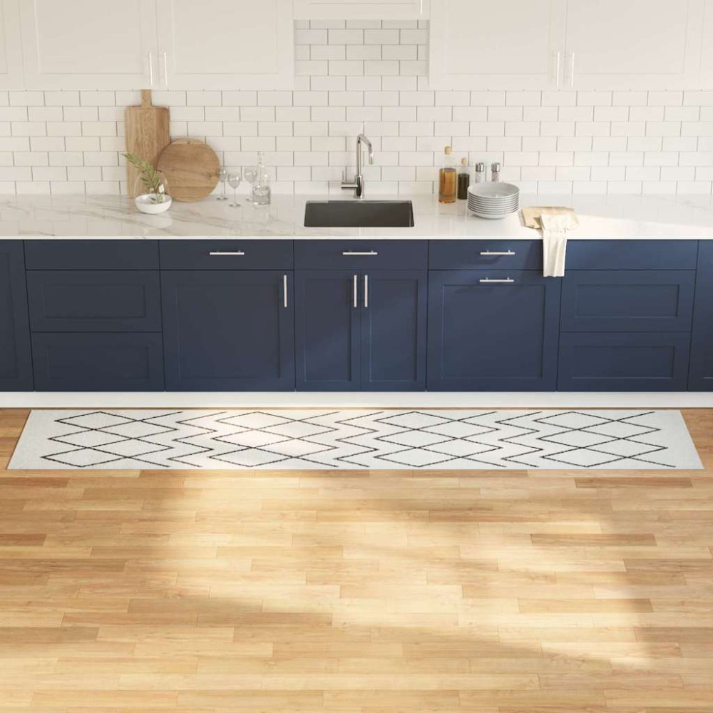 vidaXL Covor de bucătărie Alb 300 x 60 cm Catifea