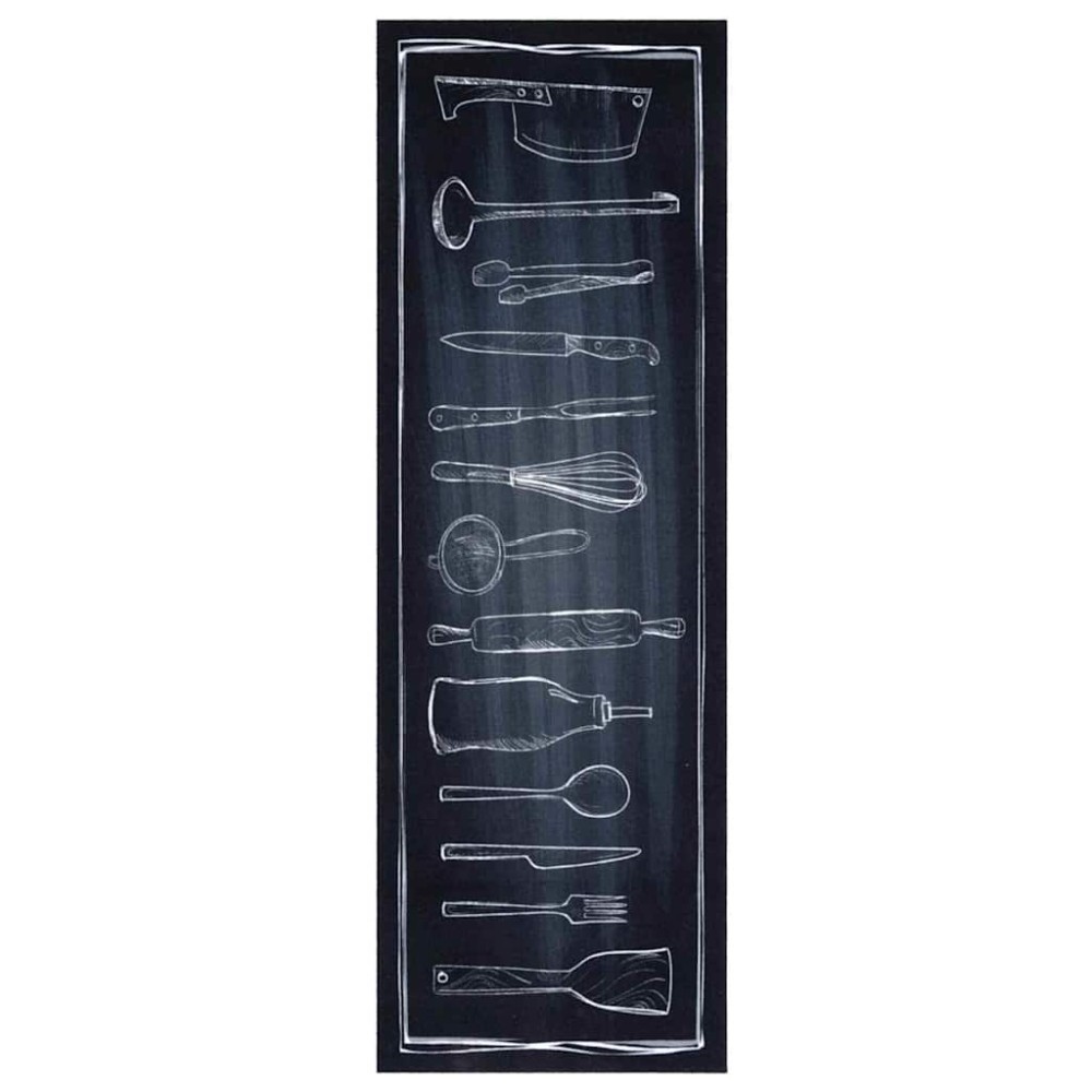 vidaXL Covor de bucătărie Negru 180 x 60 cm Catifea