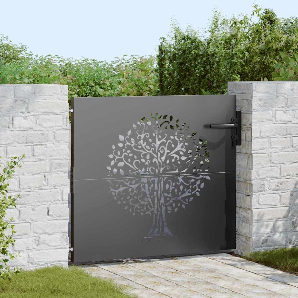 vidaXL Poartă de grădină Negru 100 x 100 cm Oțel vopsit în pulbere