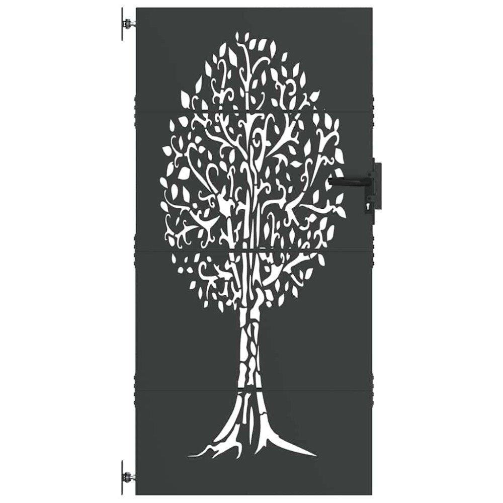 vidaXL Poartă de grădină Negru 100 x 200 cm Oțel vopsit în pulbere