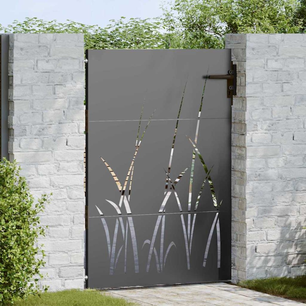 vidaXL Poartă de grădină Negru 105 x 150 cm Oțel vopsit în pulbere