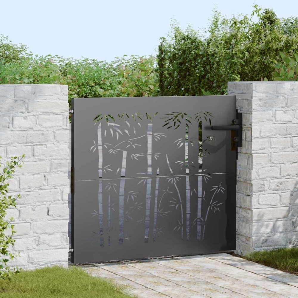 vidaXL Poartă de grădină Negru 105 x 100 cm Oțel vopsit în pulbere
