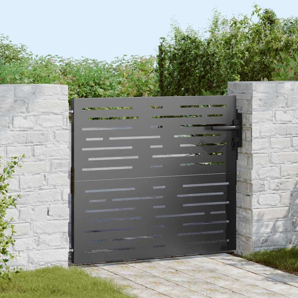 vidaXL Poartă de grădină Negru 105 x 100 cm Oțel vopsit în pulbere