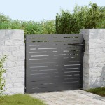 vidaXL Poartă de grădină Negru 105 x 100 cm Oțel vopsit în pulbere