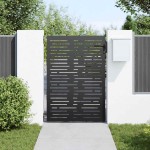 vidaXL Poartă de grădină Negru 105 x 125 cm Oțel vopsit în pulbere