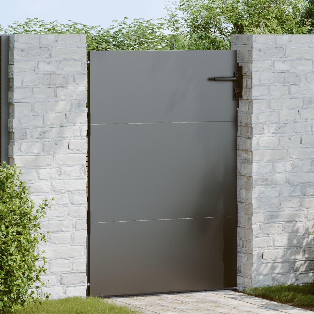 vidaXL Poartă de grădină Negru 105 x 150 cm Oțel vopsit în pulbere