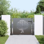 vidaXL Poartă de grădină Negru 105 x 100 cm Oțel vopsit în pulbere