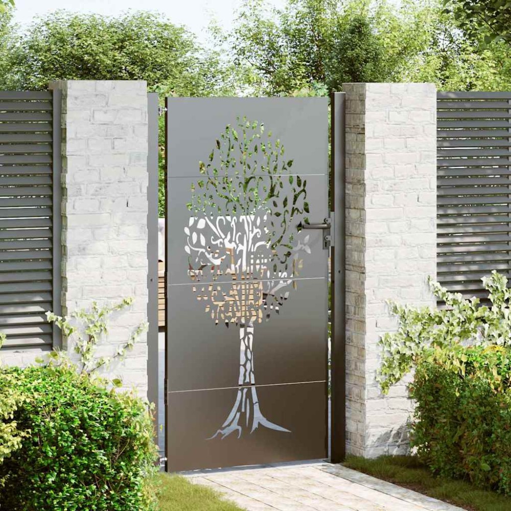 vidaXL Poartă de grădină Negru 105 x 200 cm Oțel vopsit în pulbere