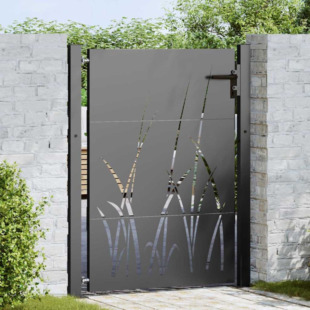 vidaXL Poartă de grădină Negru 105 x 125 cm Oțel vopsit în pulbere