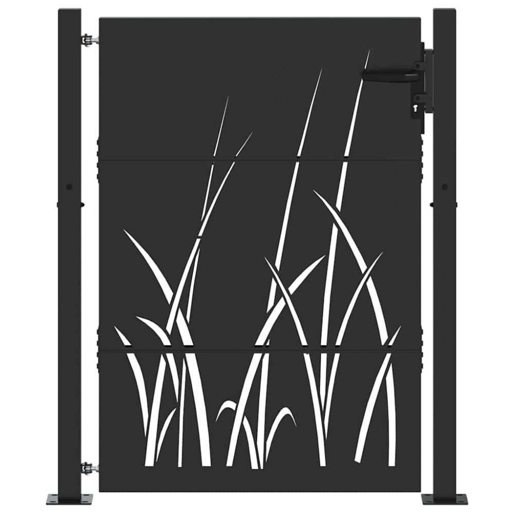 vidaXL Poartă de grădină Negru 105 x 150 cm Oțel vopsit în pulbere