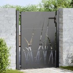 vidaXL Poartă de grădină Negru 105 x 150 cm Oțel vopsit în pulbere