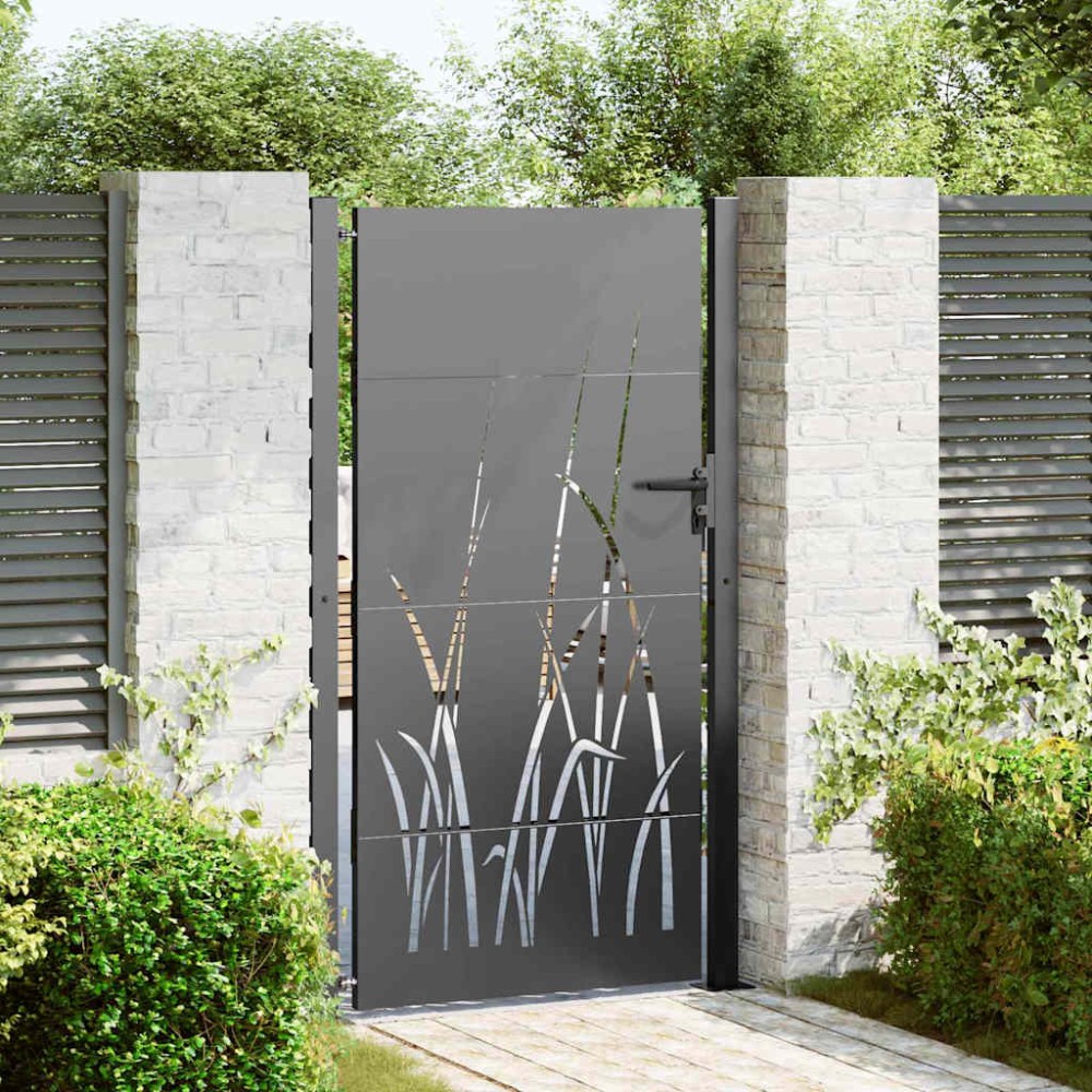 vidaXL Poartă de grădină Negru 105 x 200 cm Oțel vopsit în pulbere