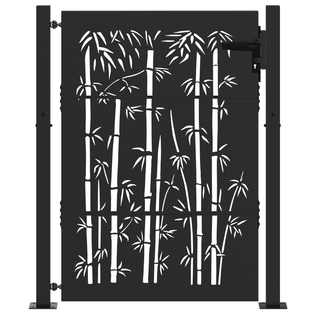 vidaXL Poartă de grădină Negru 105 x 125 cm Oțel vopsit în pulbere
