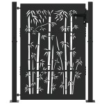 vidaXL Poartă de grădină Negru 105 x 125 cm Oțel vopsit în pulbere