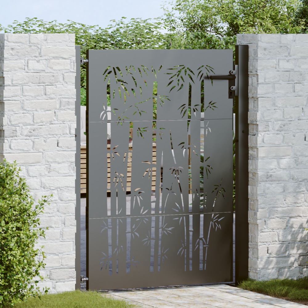 vidaXL Poartă de grădină Negru 105 x 150 cm Oțel vopsit în pulbere