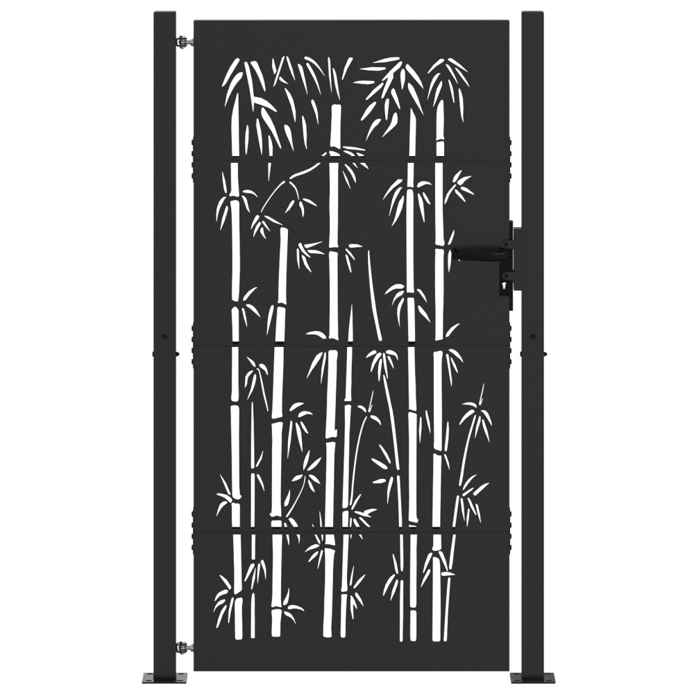 vidaXL Poartă de grădină Negru 105 x 175 cm Oțel vopsit în pulbere
