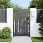 vidaXL Poartă de grădină Negru 105 x 175 cm Oțel vopsit în pulbere