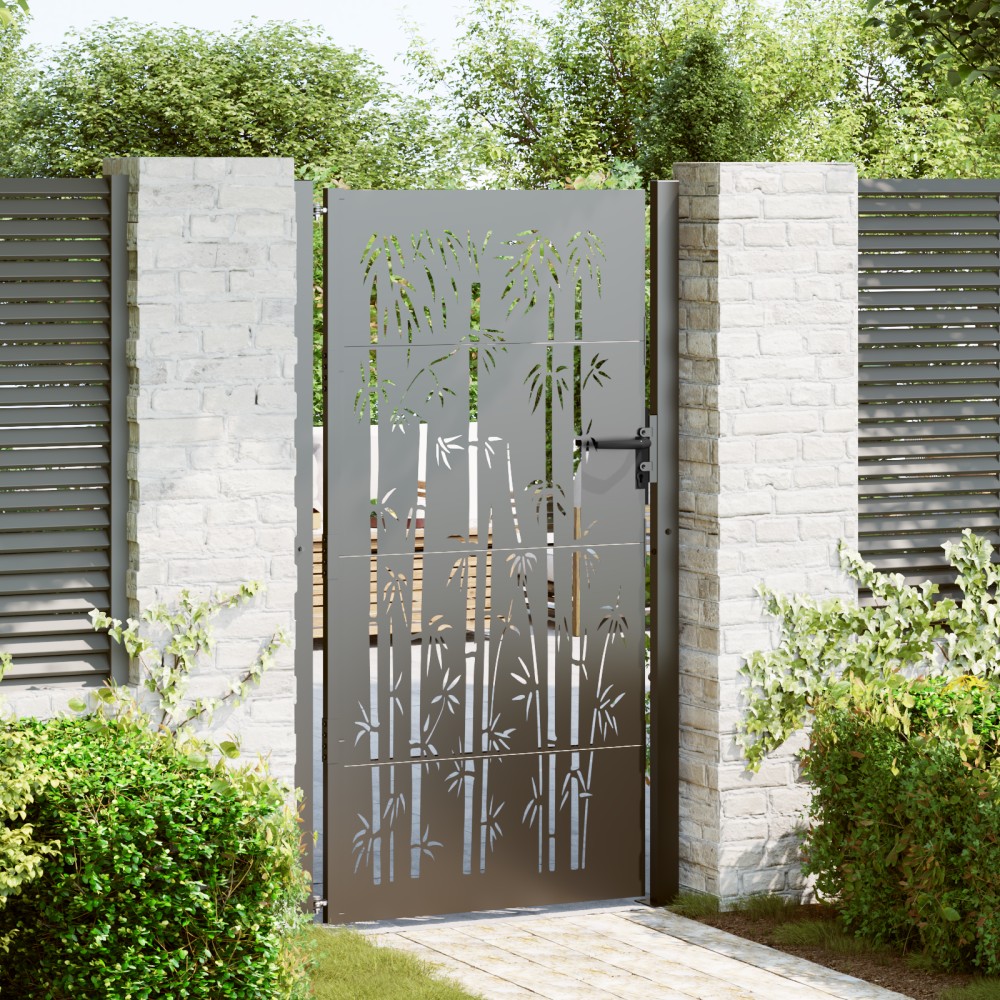 vidaXL Poartă de grădină Negru 105 x 200 cm Oțel vopsit în pulbere